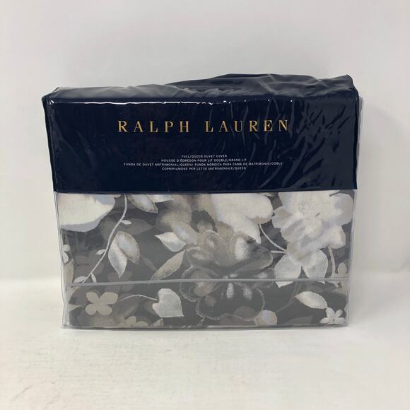 Ralph Lauren Avery Duvet Cover Full Queen Charcoal Gray Chrysanthemum Floral New - Picture 1 of 7